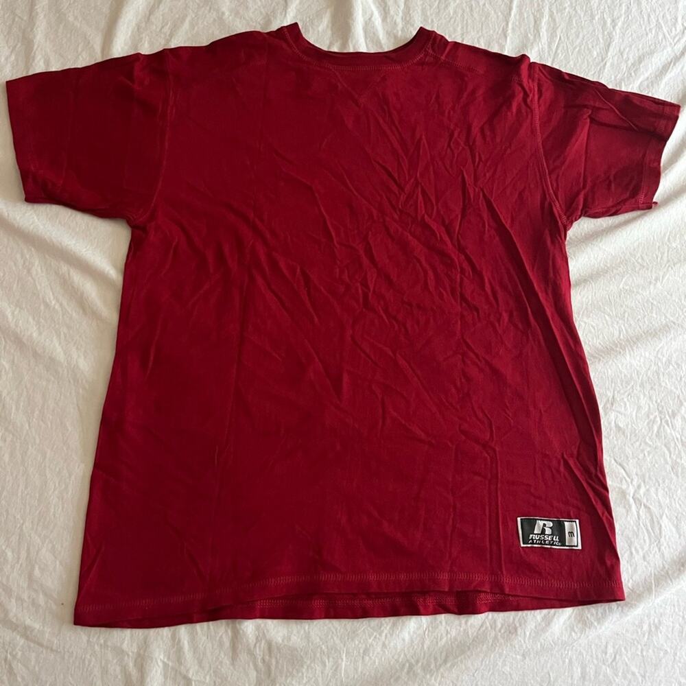 Vintage Russell Shirt Athletic Premiere Cotton Dark Red Size M Workout Casual